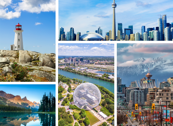 Photo pêle-mêle de différentes villes canadiennes