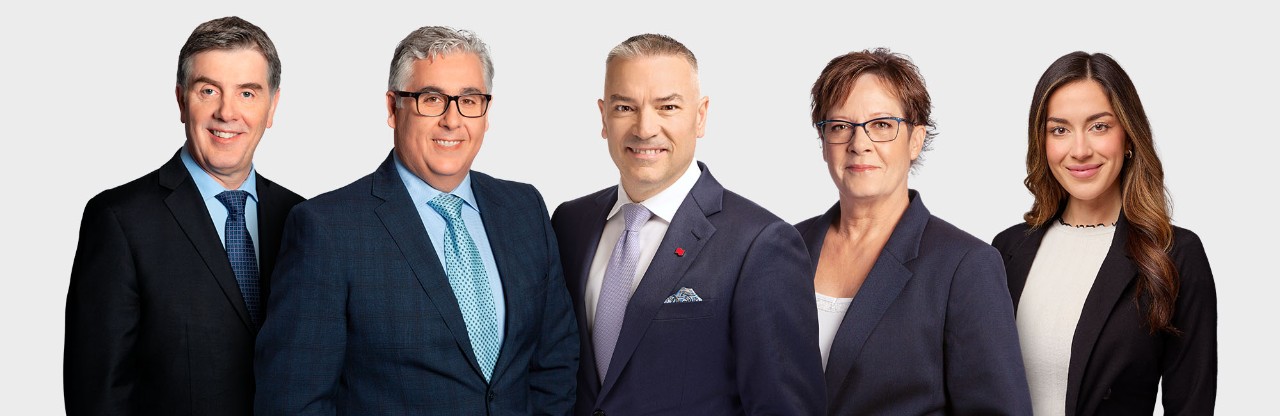 Cinq membres de l'équipe Gestion de Patrimoines Galassi Soucy