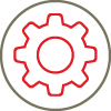 Icône dèune roue dentée représentant la mise en œuvre.