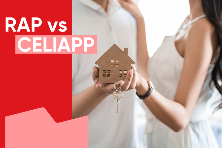 Couple qui tient une petite maison en bois dans leurs mains ensemble; représentant l'investissement dans leur RAP ou CELIAPP pour l'achat d'une propriété.