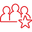 Trois avatars de personnes avec une étoile sous l'un d'entre eux souligné en rouge.