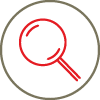 Icône d’une loupe représentant l’analyse des besoins.
