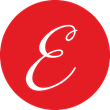  Icône en rond avec la lettre E en blanc sur un fond rouge.