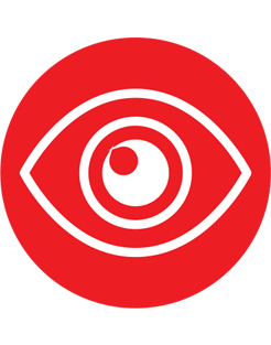 Un oeil dans un cercle rouge.